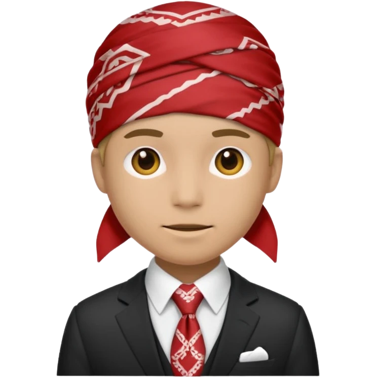 Character wearing a bandana and a suit emoji