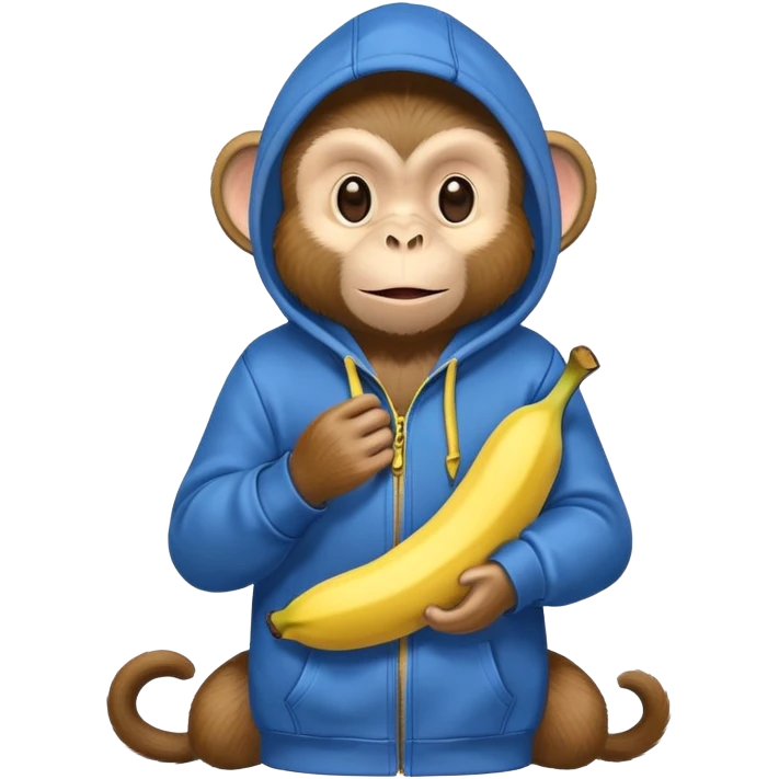 Monkey wearing a hoodie and holding a banana  emoji