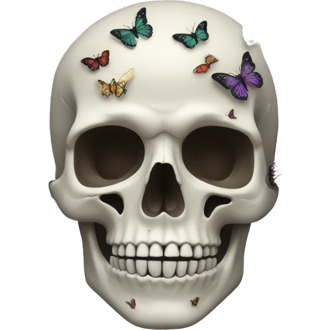 Skeleton head with butterflies emoji