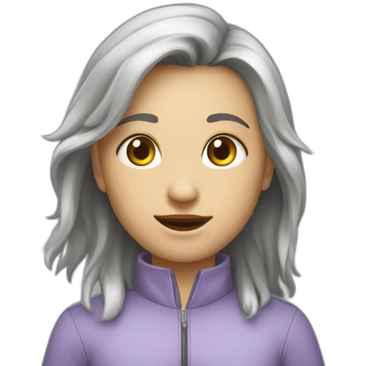 Девушка с пирсингом и серыми волосами  emoji