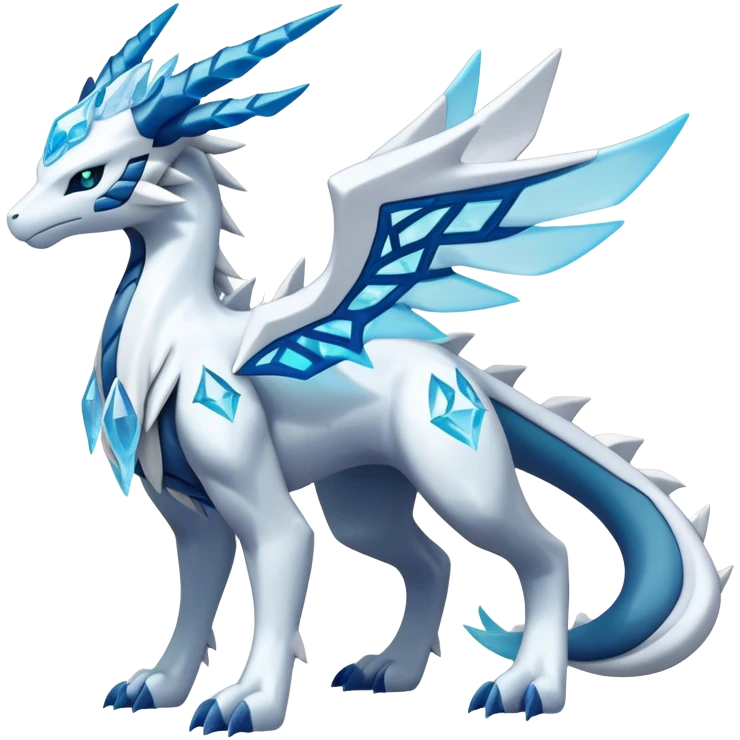 Kyurem-reshiram-Glaceon-dialga-suicune-hybrid, full body emoji