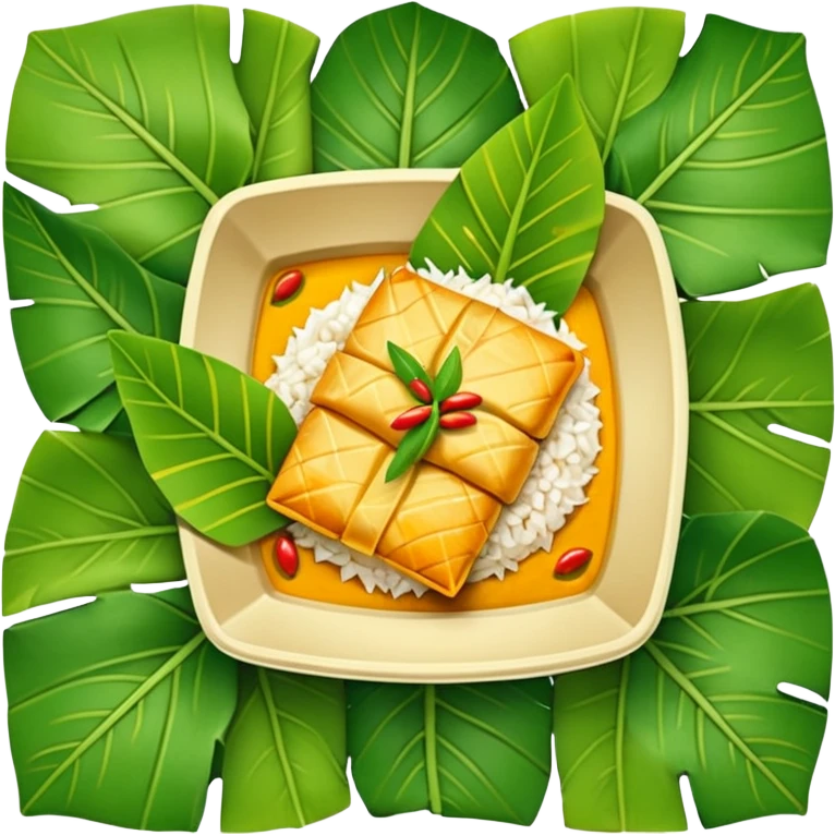 Fish Amok square dish in banana leaves emoji