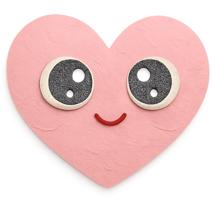 cute chibi pink heart character, big sparkling eyes, soft pastel tones, no arms or legs, full body emoji