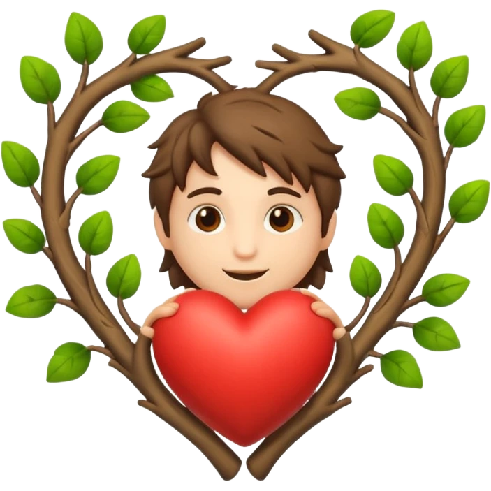 nature bard character heart sign with branches emoji