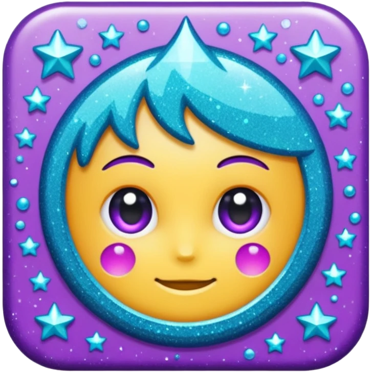 Glitter Purple and Cian Mark Check emoji