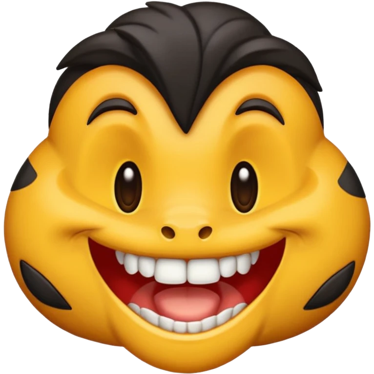Emoji padrão de cor preto com aparelho dentário bragets com os dentes a mostra bem amarelo emoji