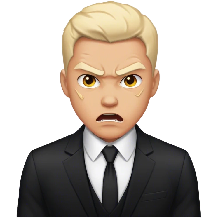 segurança homem de terno preto, furioso emoji