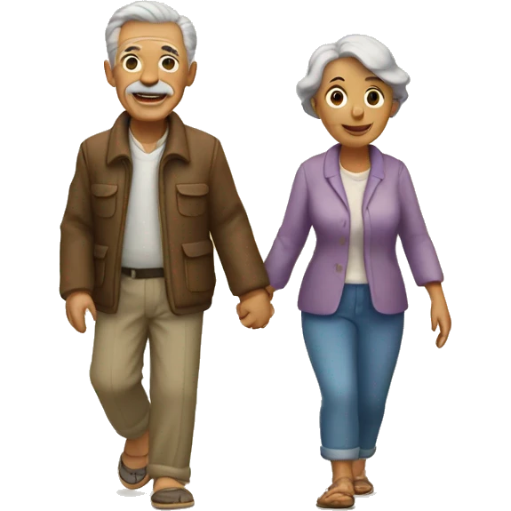 Old couple walking on beach emoji