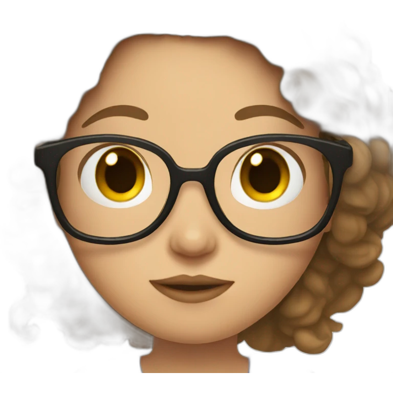 Pregnant White woman with long brown hair and glasses emoji