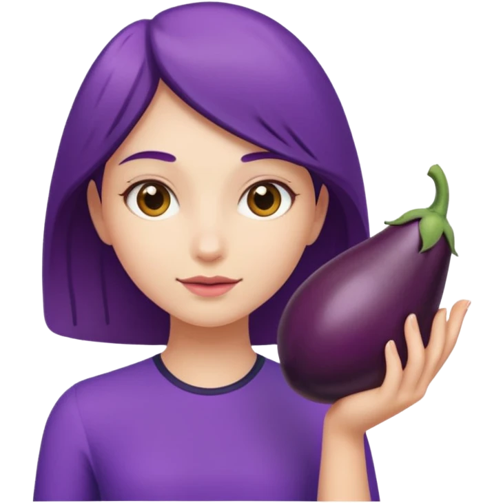 girl holding brinjal emoji