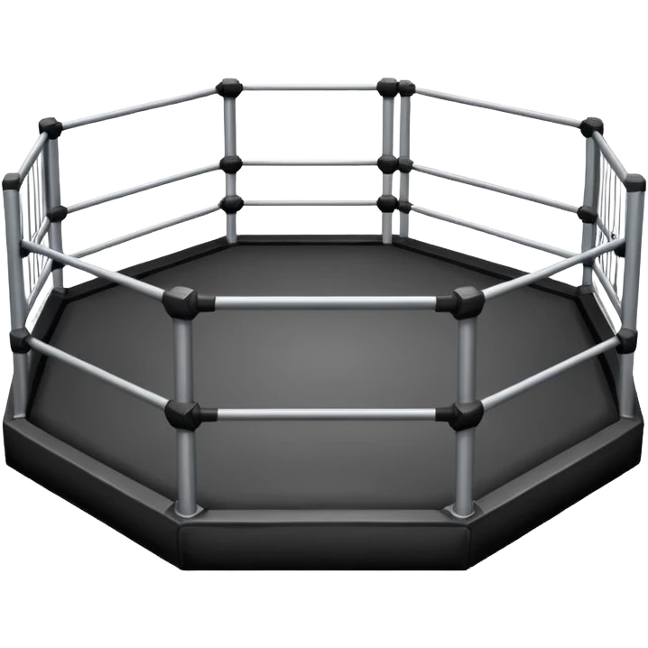 MMA cage arena object icon, octagon fighting cage with metal fence walls, padded corner posts, professional combat arena, 3D cartoon style, mobile game icon style, centered, clean background, no people, no text, no watermark
 emoji