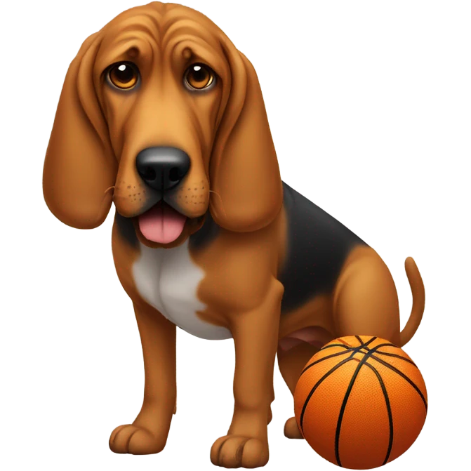 A bloodhound dog with a basketball head. emoji