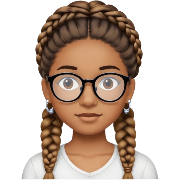 joven moreno con trenza pegada, bluao por los lados, arete y lentes negros, cabeza media redonda emoji