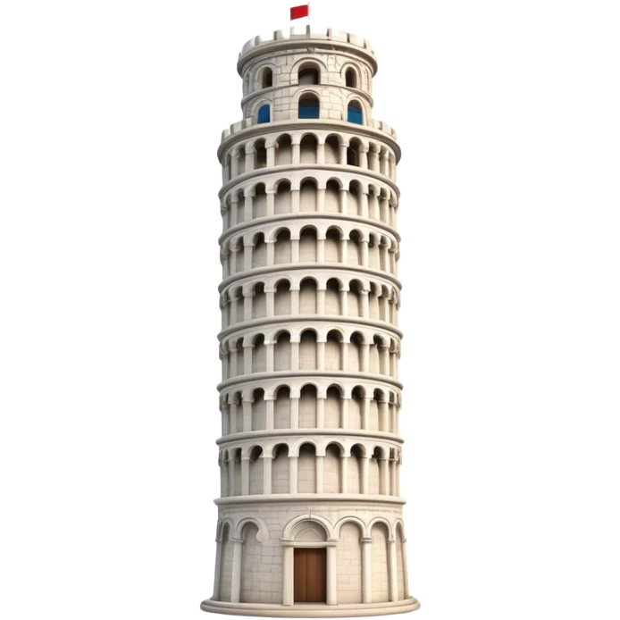 Cinematic Realistic Leaning Tower of Pisa Landmark Emoji, showcasing the iconic medieval tower with intricate stonework rendered with dynamic lighting and detailed textures. emoji