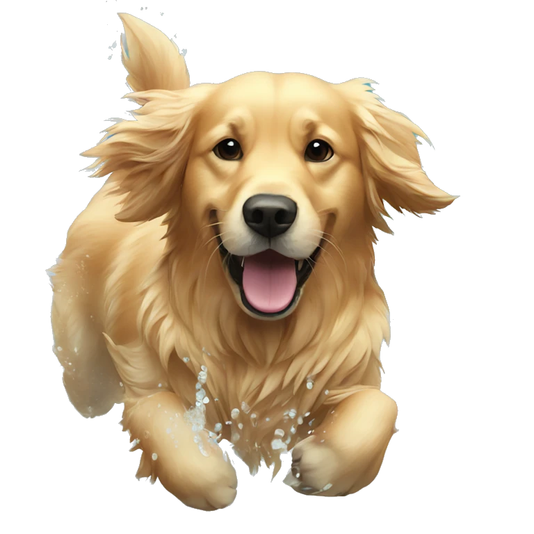 perro golden retriever nadando en agua emoji