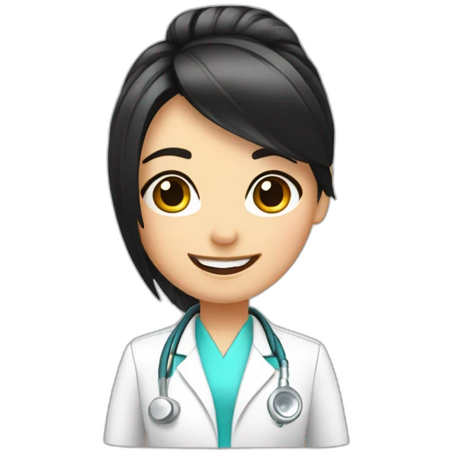 Dentist-girl-eyesmile-black middle straight hair-dental chair emoji