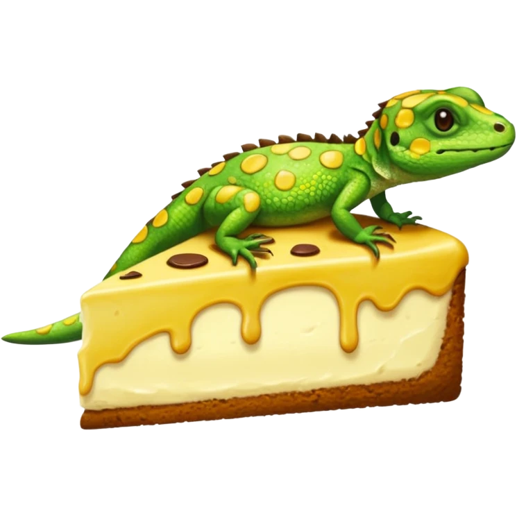 Lizard with cheese cake emoji