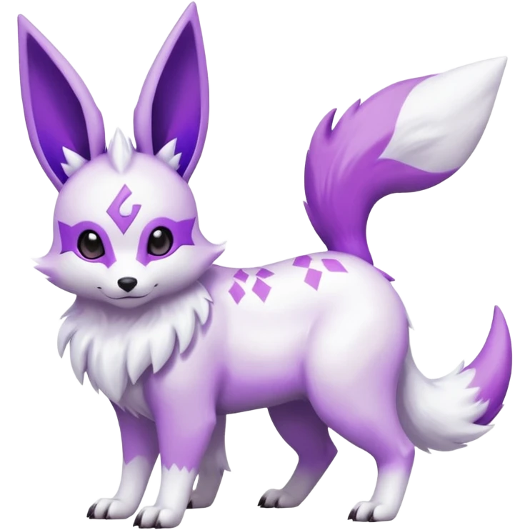 Hyper-realistic pastel wildlife Beautiful Real life wild feral Frosty Albino Shiny White with Violet markings Eevee-Liepard-Zangoose-Pokémon-Digimon-Fakémon-fusion-hybrid-creature emoji