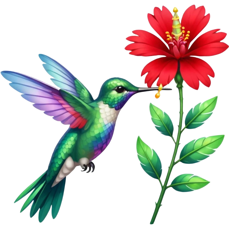 hummingbird drinking nectar from flower emoji