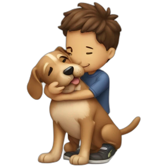 man kissing dog emoji