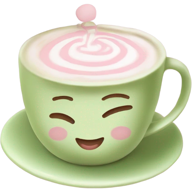 Coquette matcha latte with baby pink  emoji