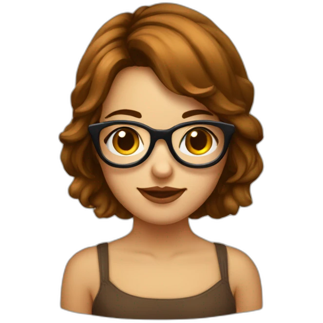 Fille avec cheveux court marrons et avec des lunettes rondes emoji