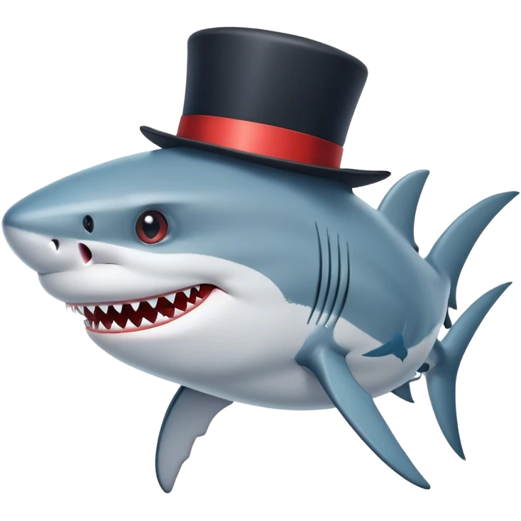 Shark with a top hat emoji
