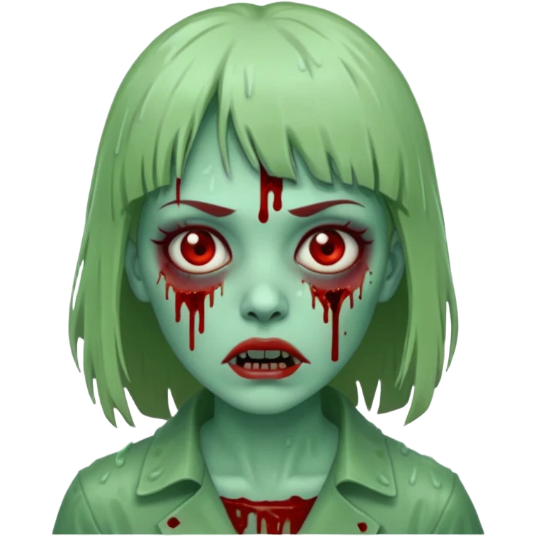 Zunbi na chuva cabelo de franjinha pele verde sangrenta mulher  emoji