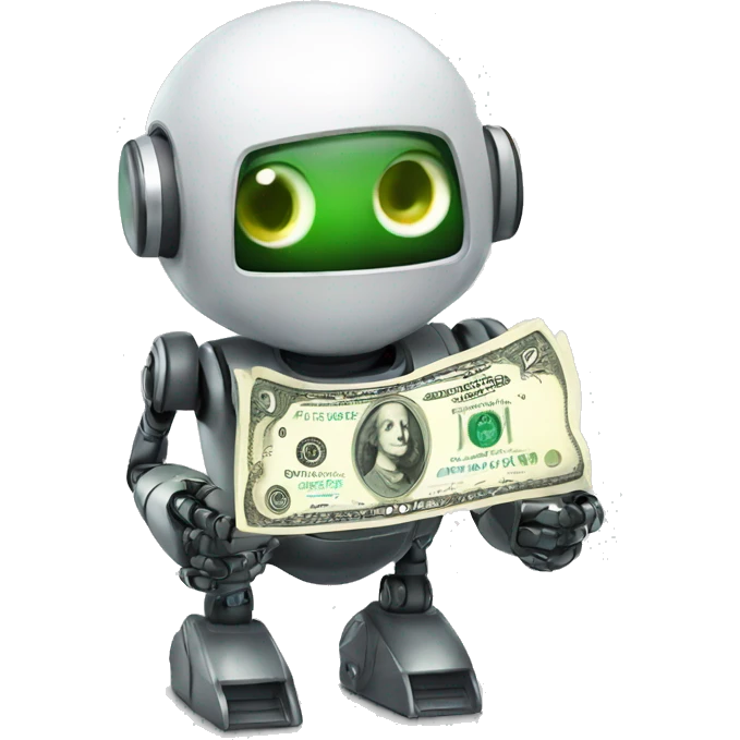 Cute robot with money emoji