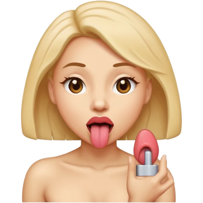una donna nuda con la lingua fuori emoji