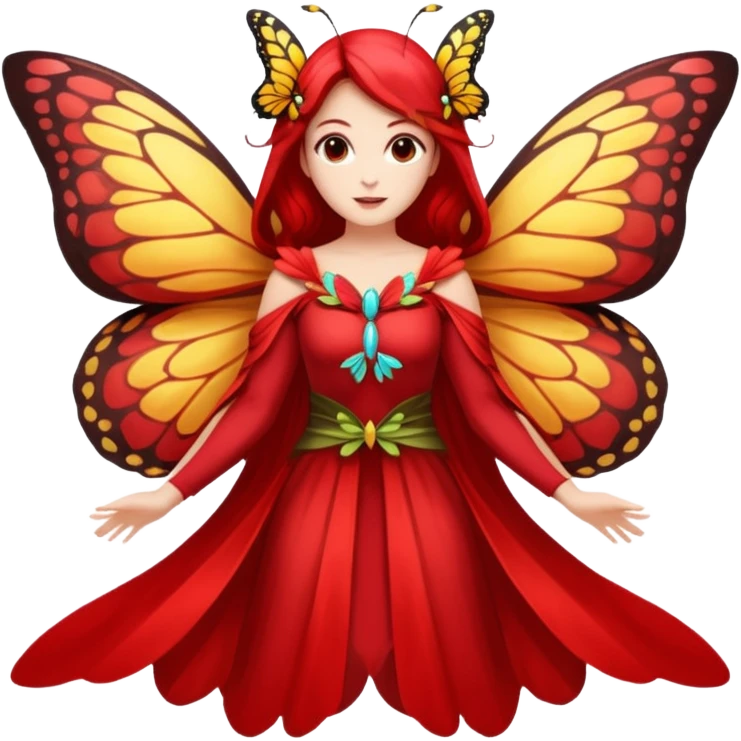 nature spirit woman dressed as butterfly herald red, wing sleeves spread emoji