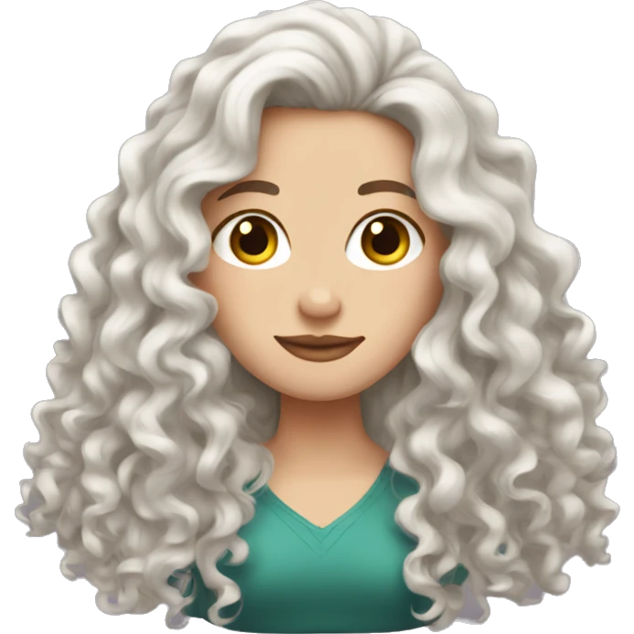 White girl with long curly dark brown hair  emoji