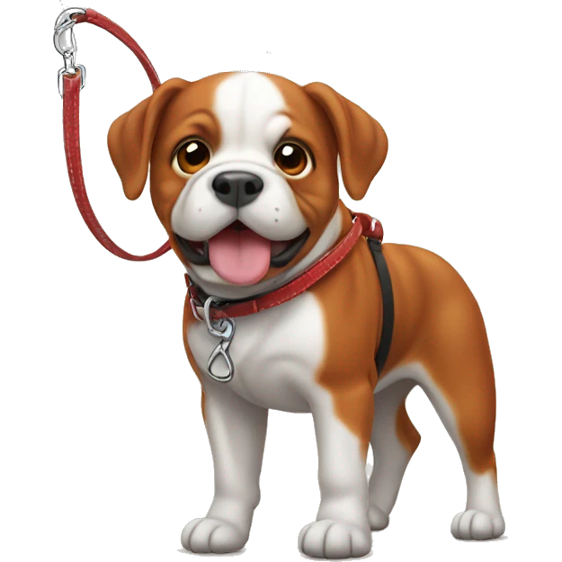 Red Beabull on leash emoji