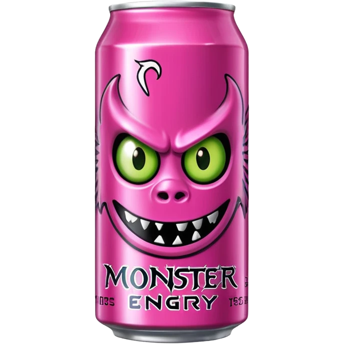 Pink monster energy drink with the logo of original monster company energy drink do not add the face in it just normal monster can  emoji