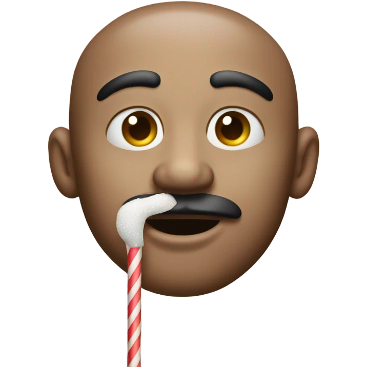 Man with sugar around his nose and mouth with a straw emoji