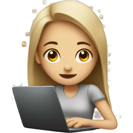 tired girl with laptop drinking a lot of coffee emoji