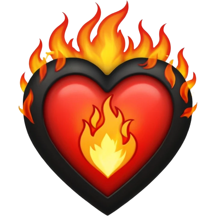 Black and red heart on fire emoji