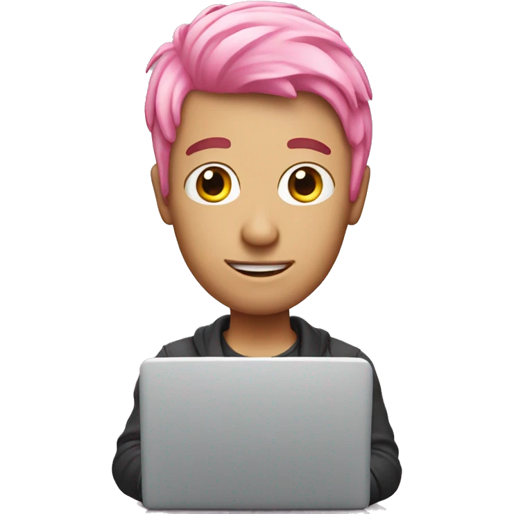 pink hair man with laptop emoji