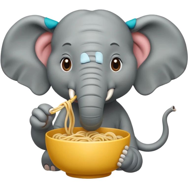 elephant eating noodle emoji