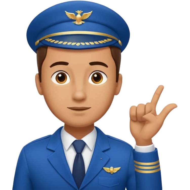 A calm male flight attendant demonstrating instructions with confident emoji
