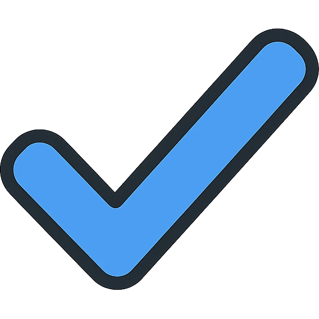 blue tick mark, minimal and clear, color icon style emoji