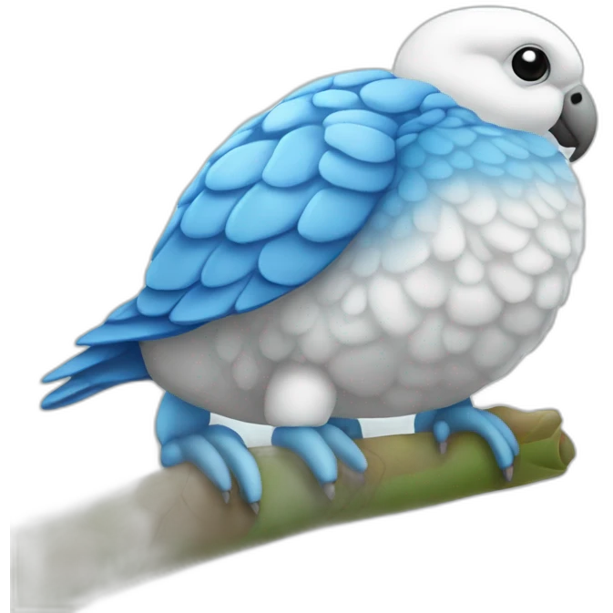 Perruche blanche sur tortue bleu emoji