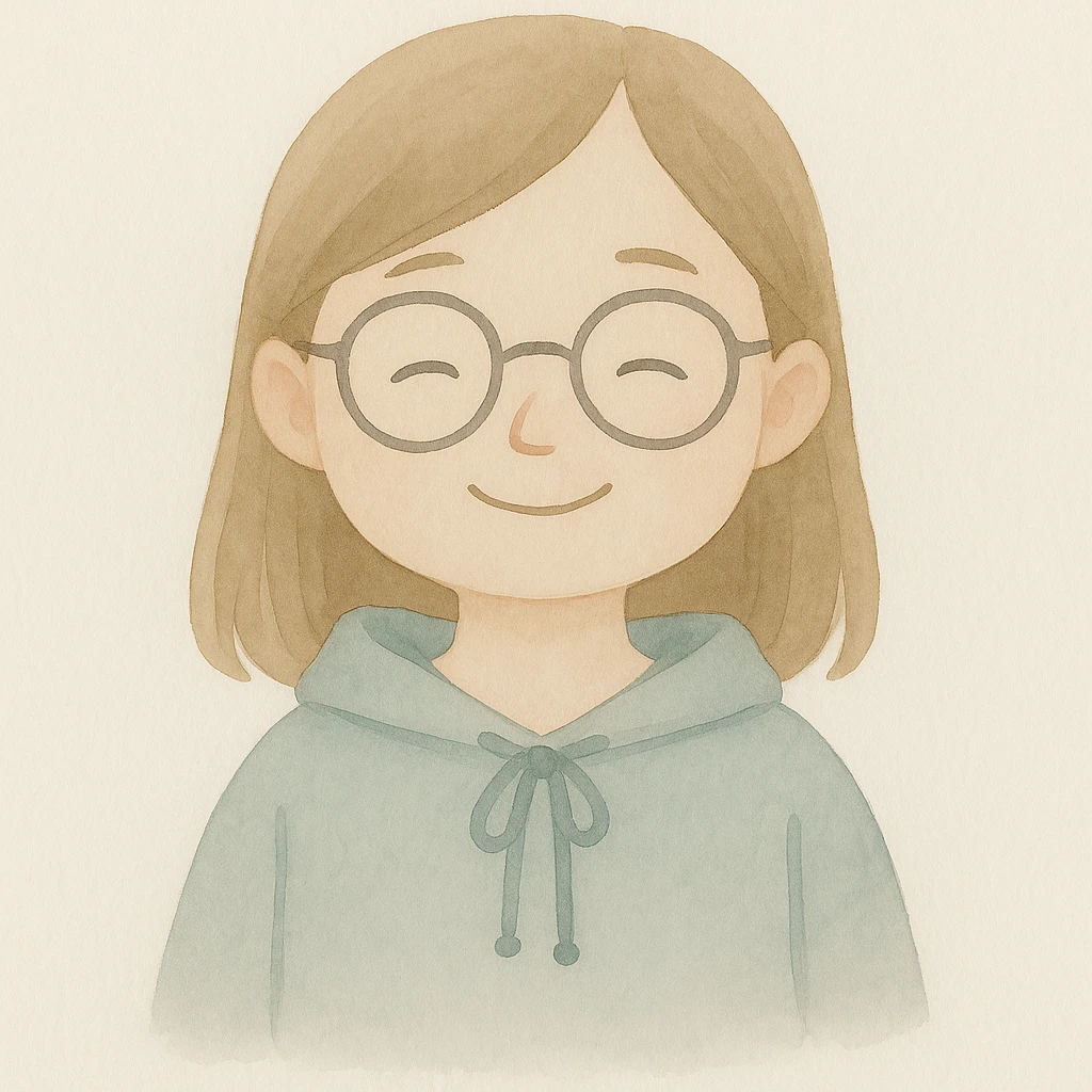 Transform the character Mei Mei from a red panda into a regular human girl, illustrated in the watercolor art style. Use soft, flowing watercolor textures and gentle color blending to create a delicate illustration. emoji