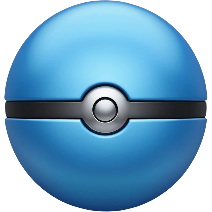 blue pokeball emoji, top half is a more saturated blue, bottom half is white, black stripe, with a metallic sheen emoji