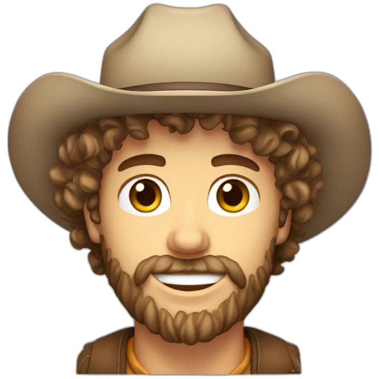 Cameron hardin curly messy hair and beard Caucasian with cowboy hat emoji