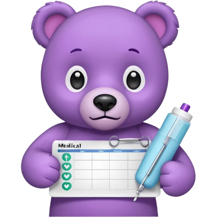 purple bear holding a medical chart emoji