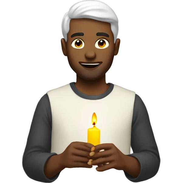 white man lights candles emoji