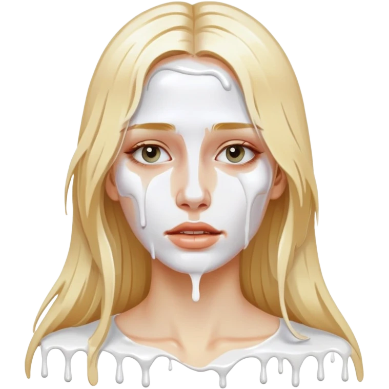 dripping white paint from face long blonde hair woman emoji