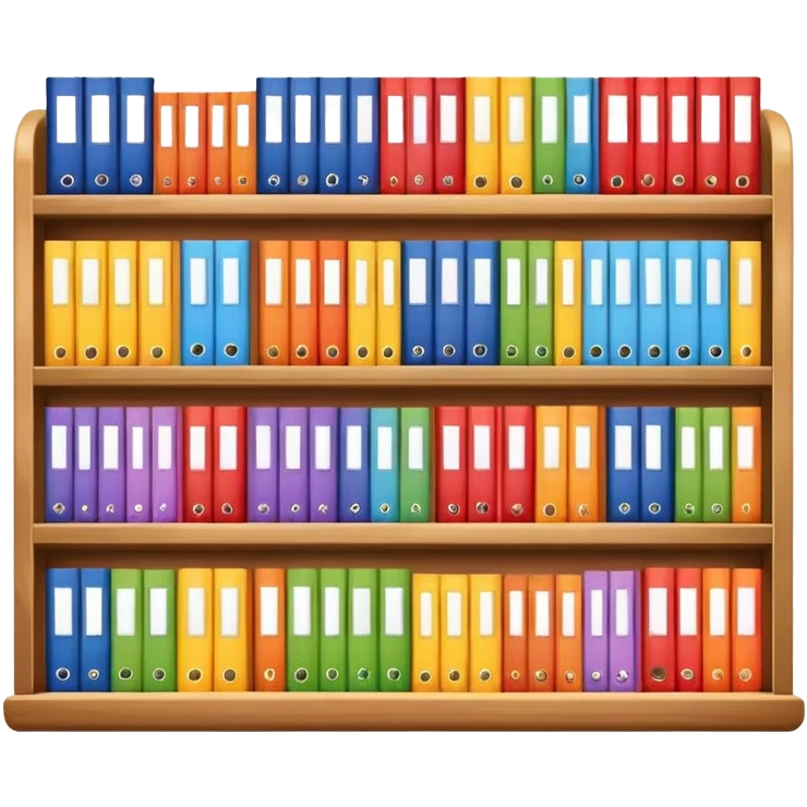 colorful books neatly arranged in a row on a shelf emoji