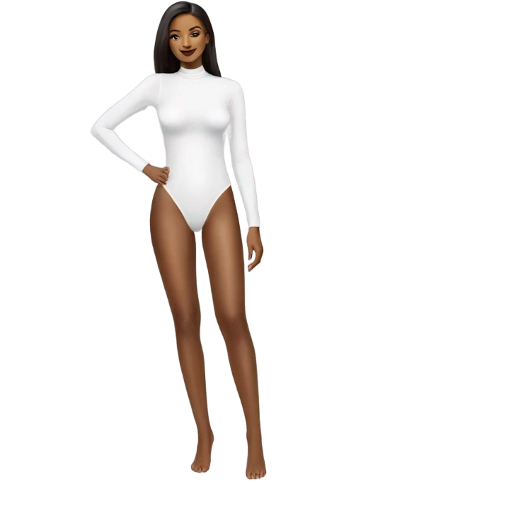 white long sleeve closed neck shapewear bodysuit emoji